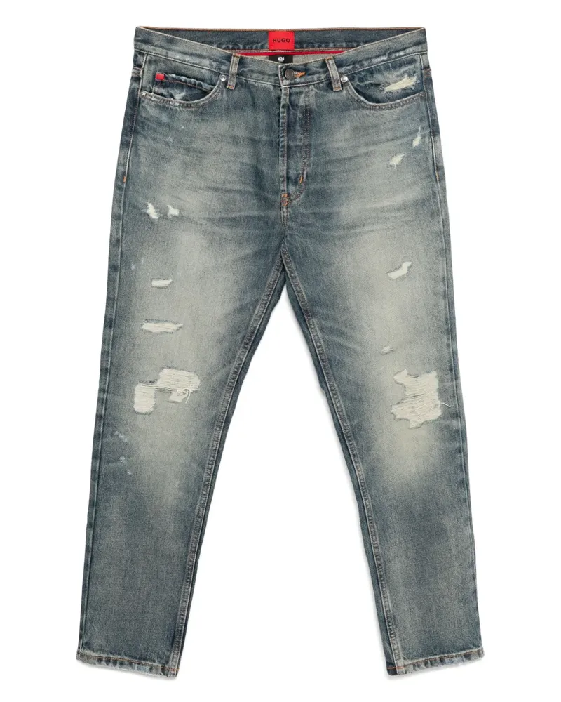 HUGO BOSS Jeans in Distressed Vintage-Optik - Blau Blau