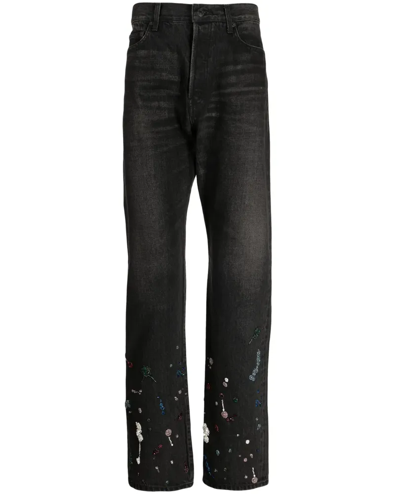 Undercover Straight-Leg-Jeans mit Zierperlen - Schwarz Schwarz