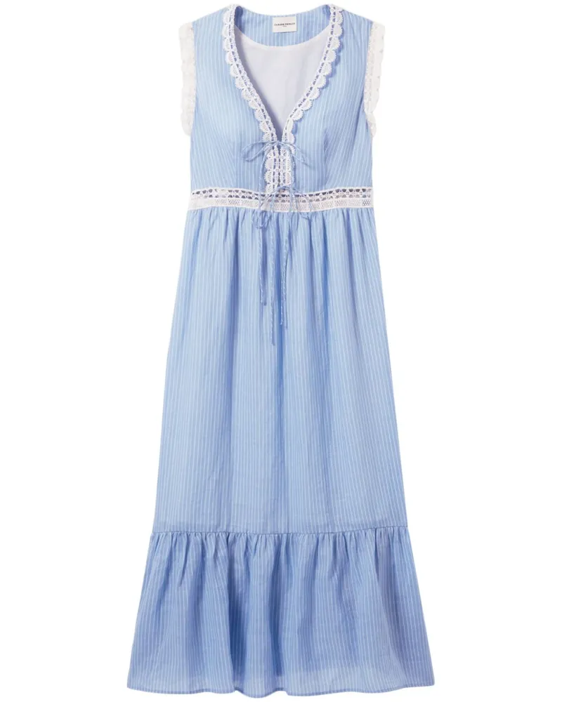 Claudie Pierlot Kleid mit bestickten Borten - Blau Blau