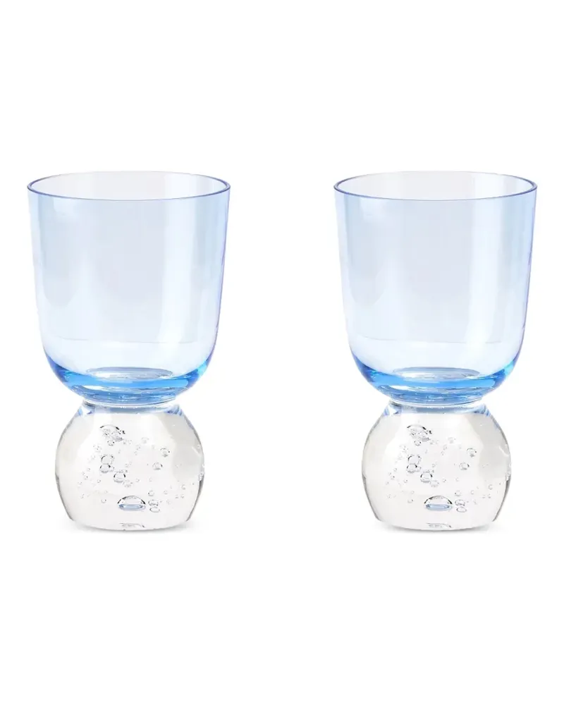 Misette Trinkgläser mit Bubble-Basis (2er-Set) - Blau Blau