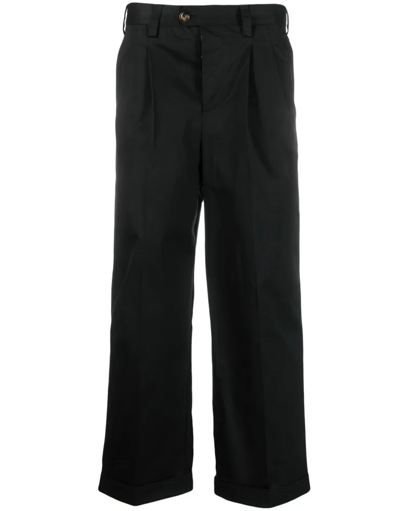 PT TORINO Cropped-Hose mit Bundfalten - Schwarz Schwarz