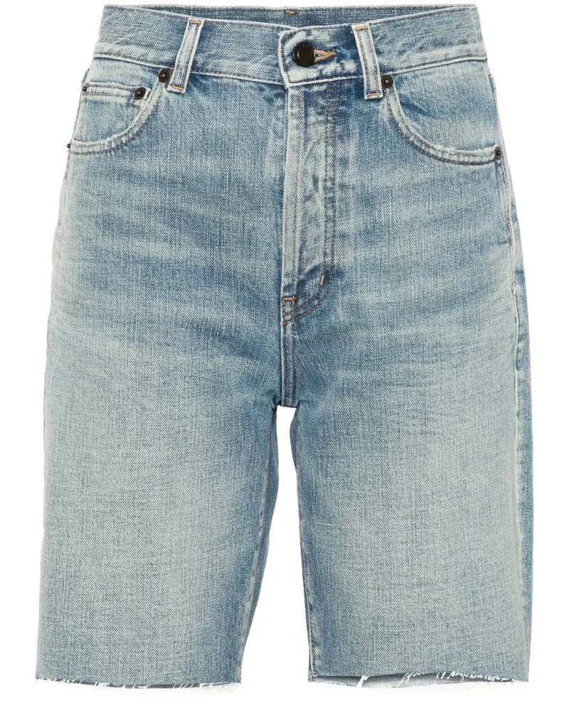 Saint Laurent Jeans-Shorts mit hohem Bund Blau