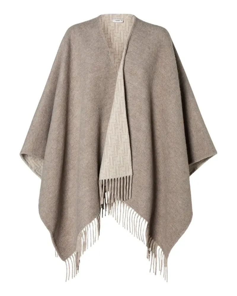 Fendi Cape mit FF-Motiv und Fransen - Nude Nude