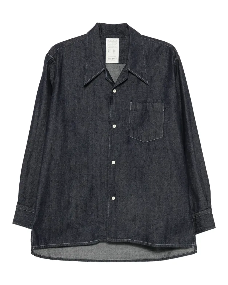 KURO Jeanshemd mit Brusttasche - Blau Blau