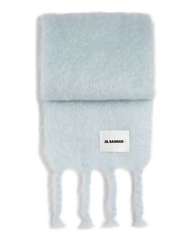 Jil Sander Schal mit Logo-Patch - Blau Blau