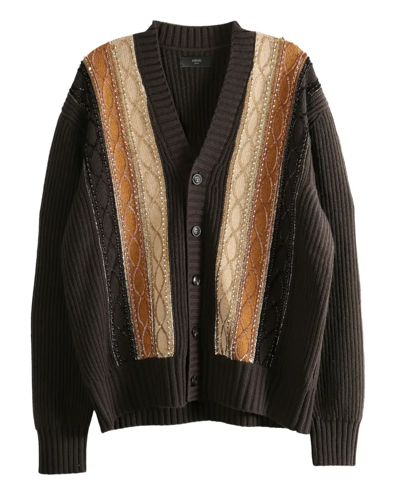 Amiri Gemusterter Cardigan mit Streifendetail - Braun Braun