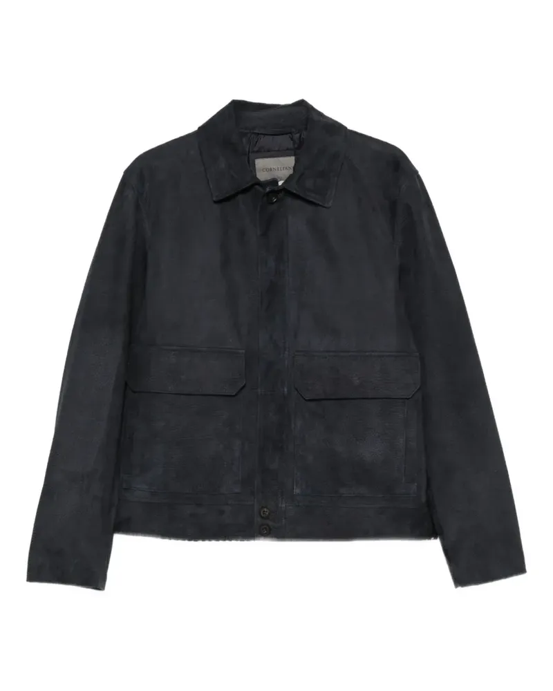 Corneliani Jacke mit Wildledereinsätzen - Blau Blau
