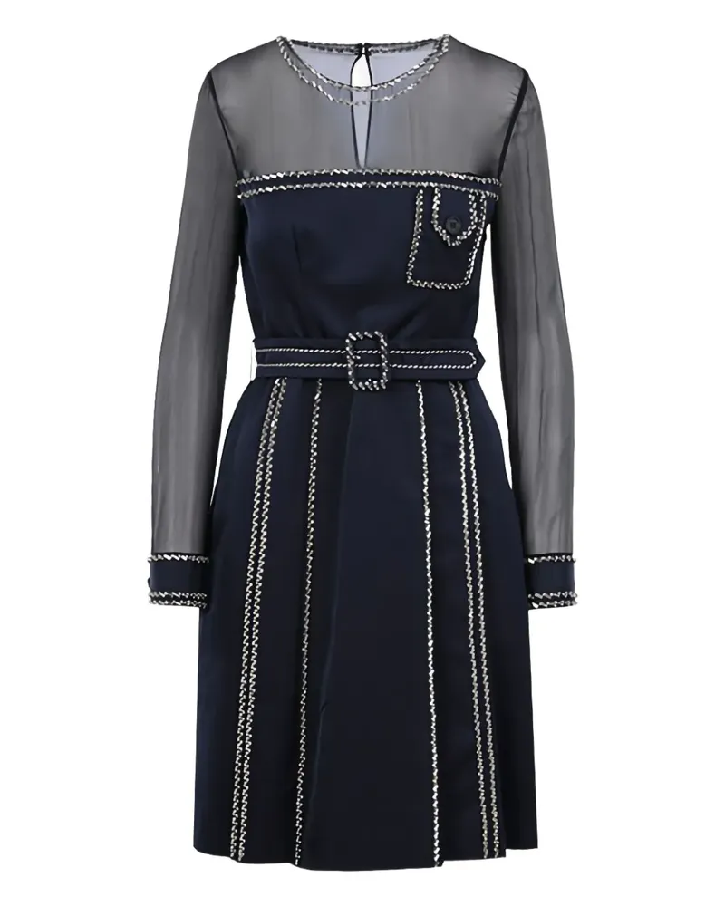 Prada Minikleid aus Chiffon mit Kristallen - Blau Blau