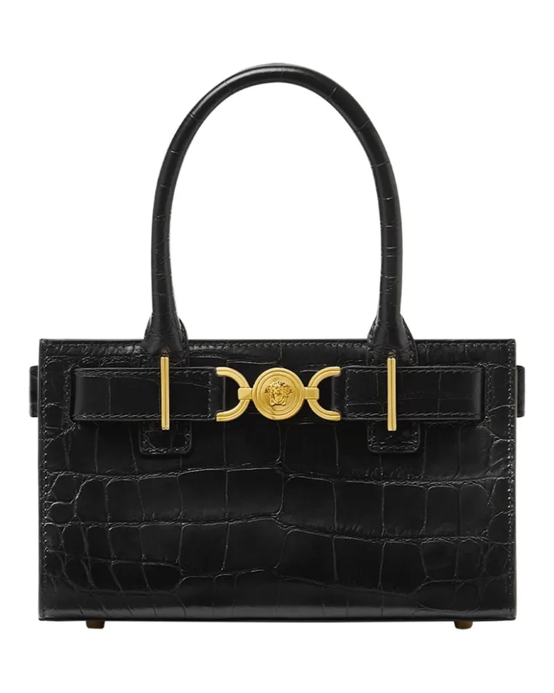 Versace Kleine Medusa '95 Tote Bag mit Kroko-Effekt - Schwarz Schwarz