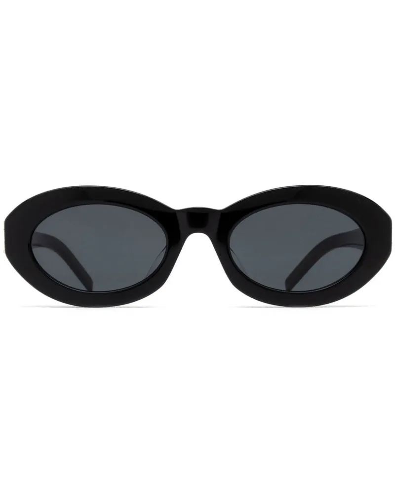 Saint Laurent Sonnenbrille mit ovalem Gestell - Schwarz Schwarz