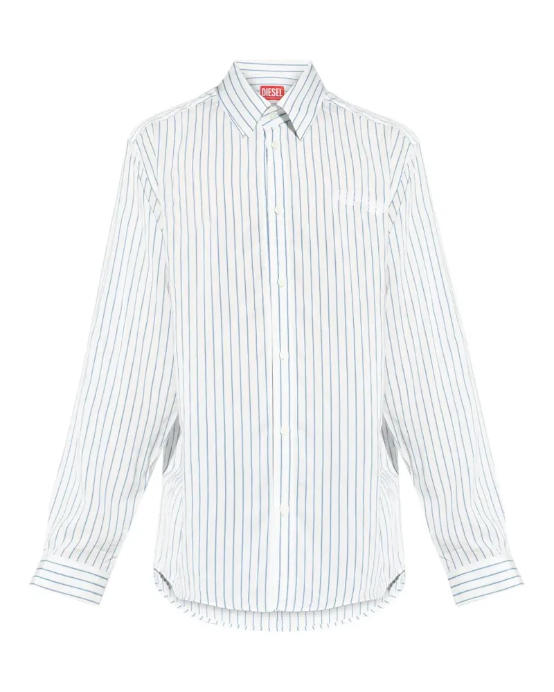 Diesel striped logo-embroidered shirt - Weiß Weiß