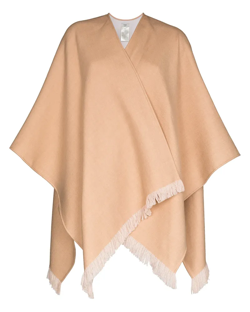 Fendi Poncho mit Fransen - Nude Nude