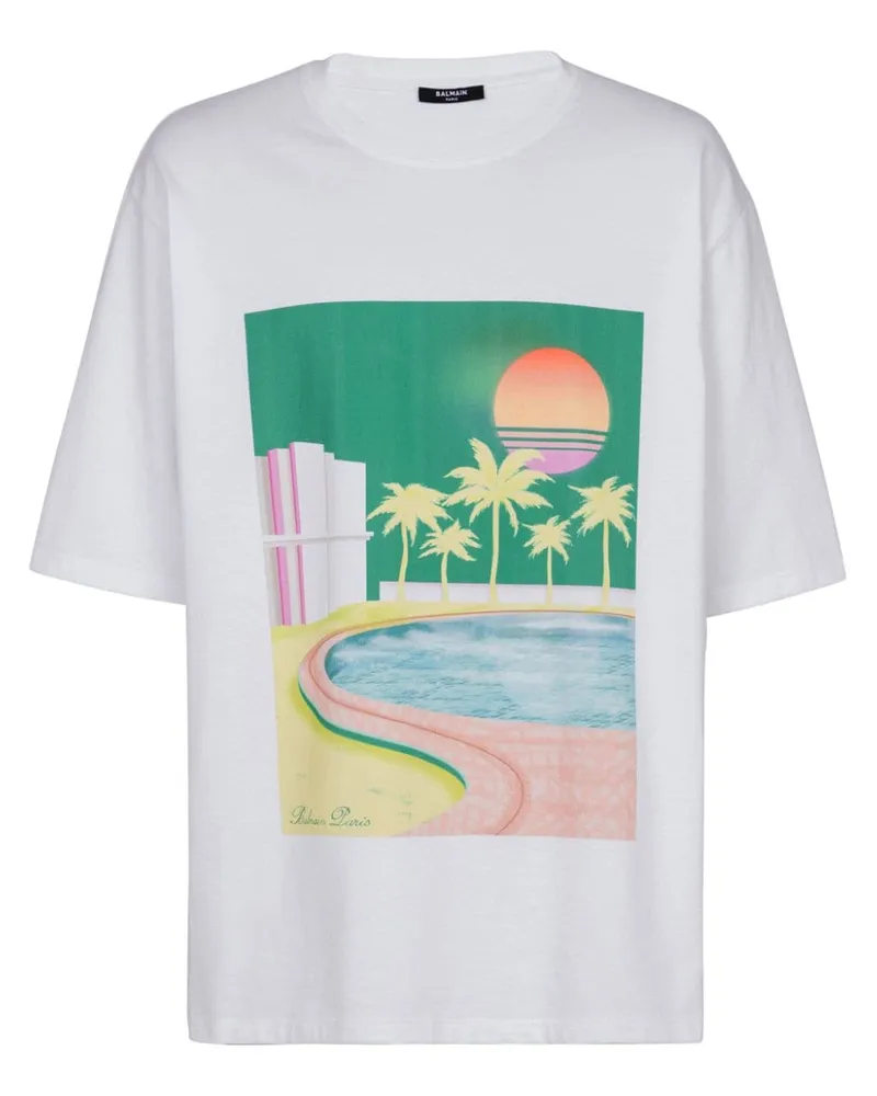 Balmain T-Shirt mit grafischem Print - Weiß Weiß