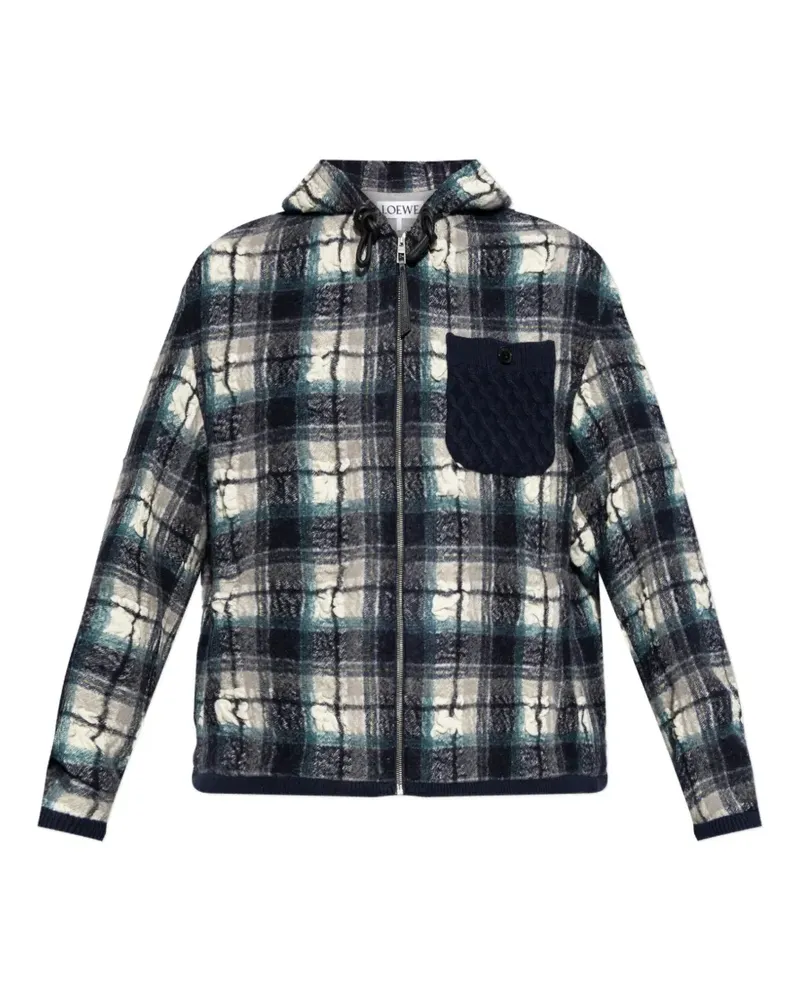 Loewe Karierte Kapuzenjacke - Blau Blau