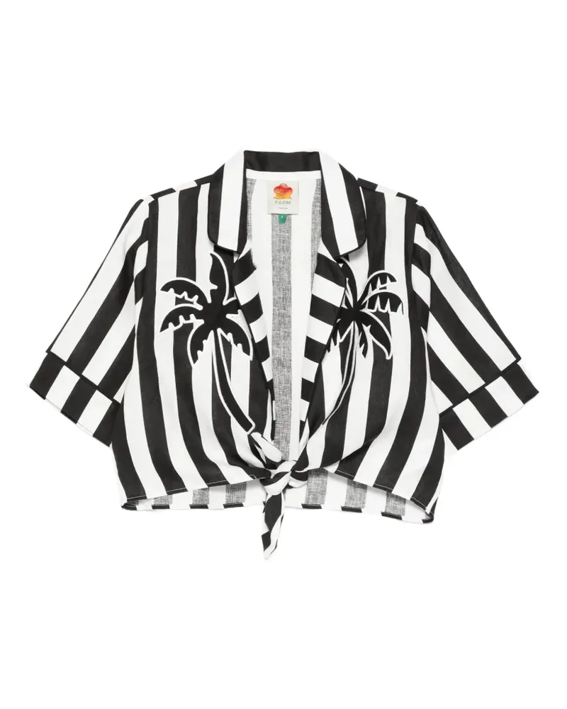 FARM Rio Gestreiftes Hemd mit Palmen - Schwarz Schwarz