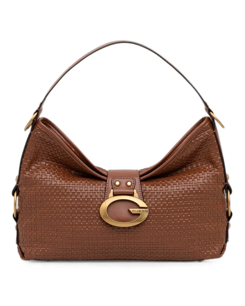 Guess woven-design logo-plaque tote bag - Braun Braun