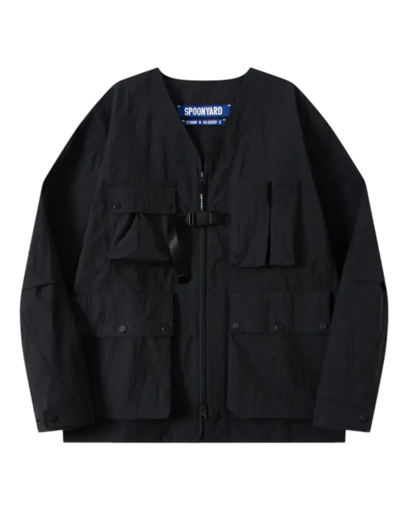 Spoonyard 3D Pockets Jacke mit V-Ausschnitt - Schwarz Schwarz