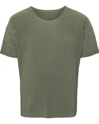 Issey Miyake Plissiertes Jersey-T-Shirt Grün