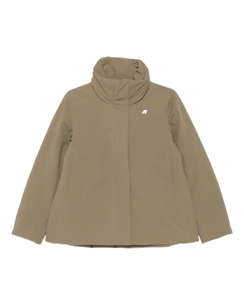 K-Way logo-patch funnel-neck jacket - Nude Nude