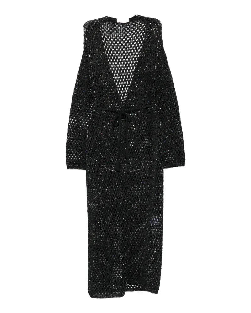 AKEP sequin-embellished open-knit cardigan - Schwarz Schwarz