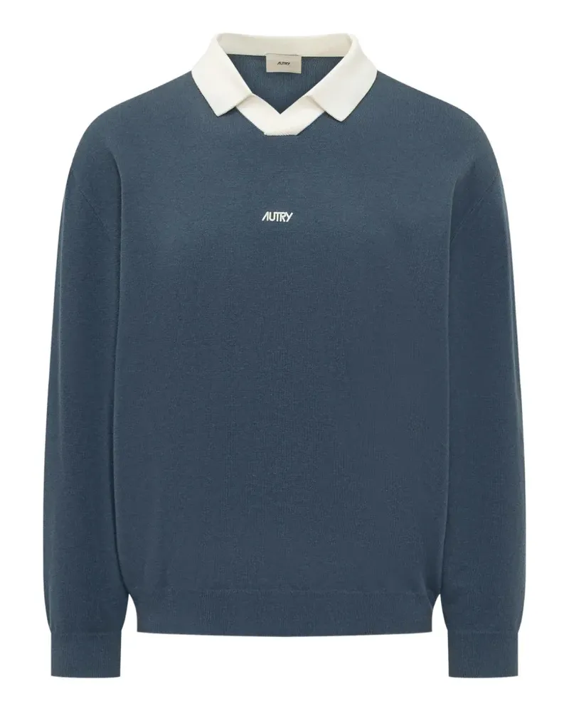AUTRY logo-print knitted sweatshirt - Blau Blau