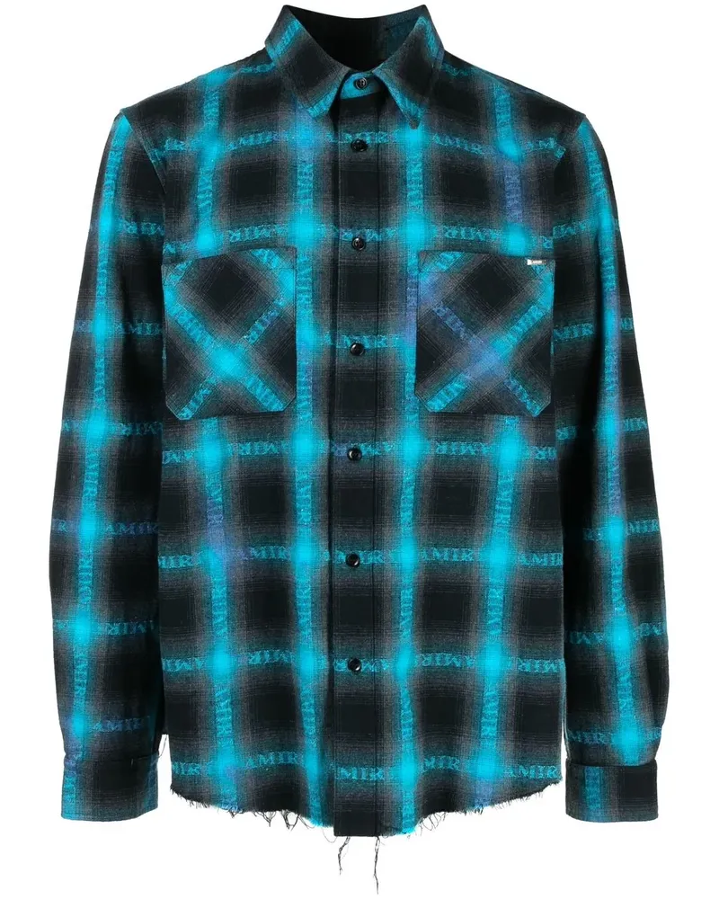 Amiri Kariertes Hemd mit Logo-Print - Blau Blau