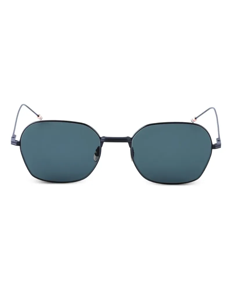 Thom Browne Sonnenbrille mit geometrischem Gestell - Schwarz Schwarz