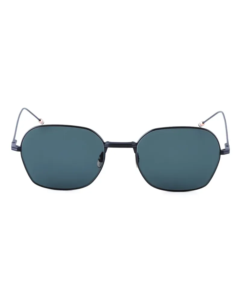 Thom Browne Sonnenbrille mit geometrischem Gestell - Schwarz Schwarz