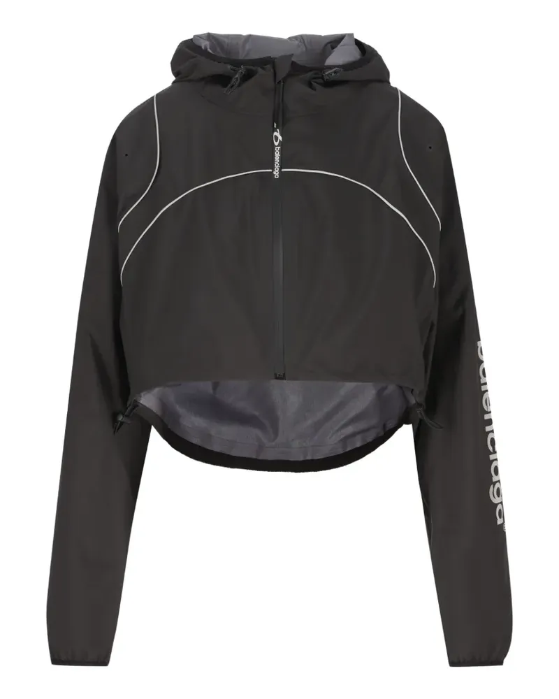 Balenciaga Cropped-Jacke mit Kapuze - Schwarz Schwarz