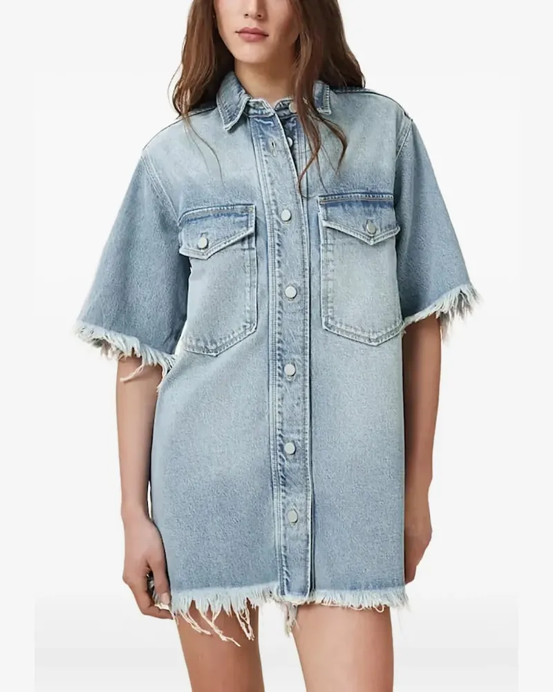AllSaints Ausgefranstes Faye Jeans-Minikleid - Blau Blau
