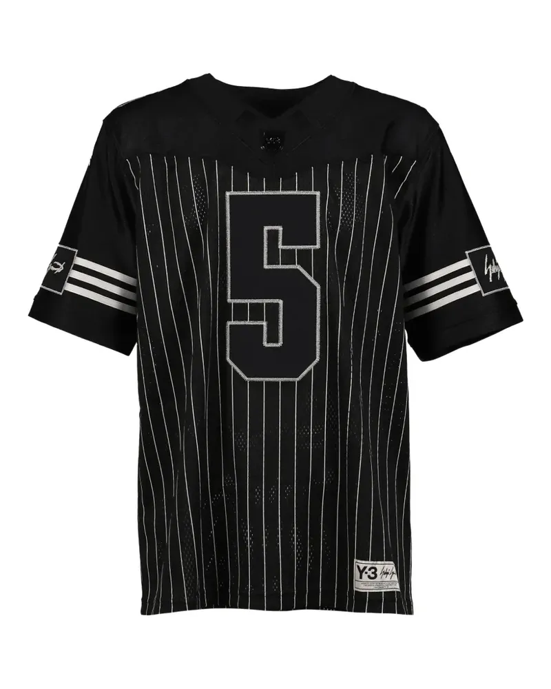 Y-3 pinstripe-print mesh T-shirt - Schwarz Schwarz