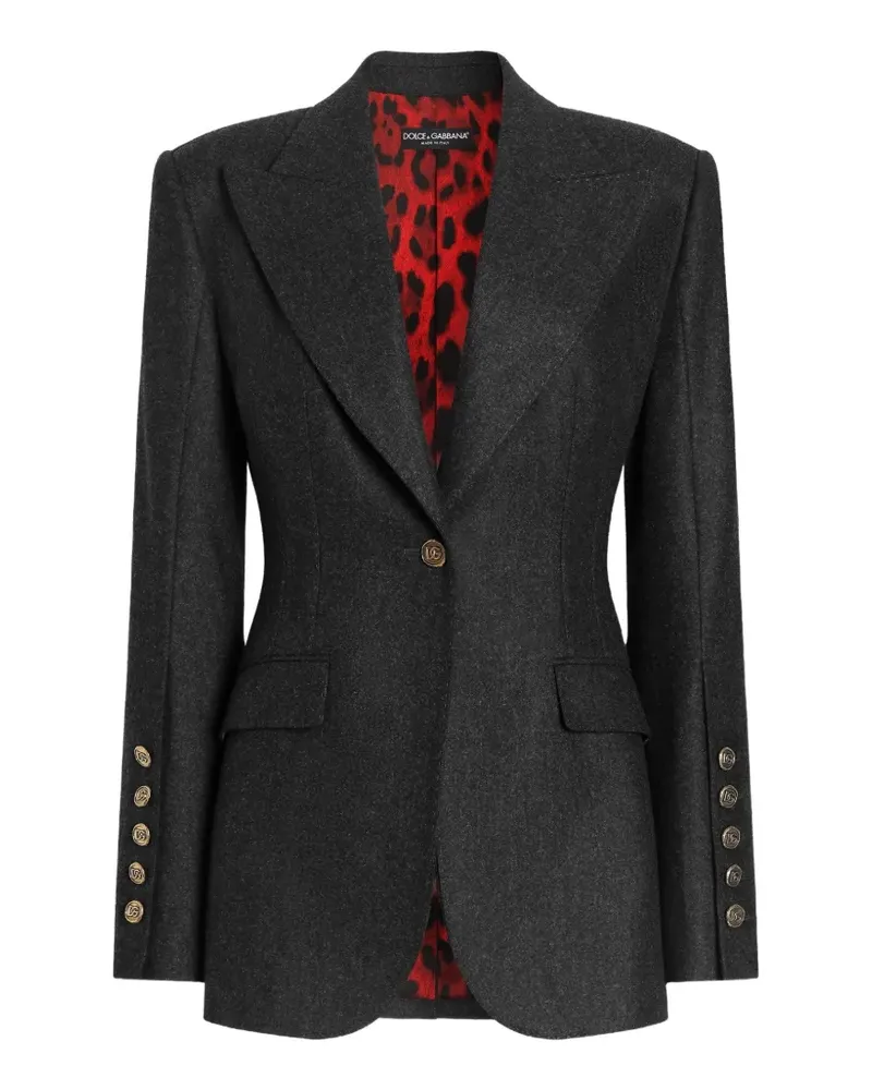Dolce & Gabbana Einreihige Turlington Jacke aus Woll-Flanell - Grau Grau