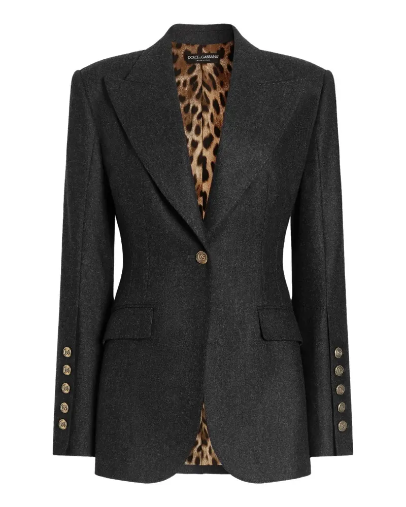 Dolce & Gabbana Einreihige Turlington Jacke aus Woll-Flanell - Grau Grau