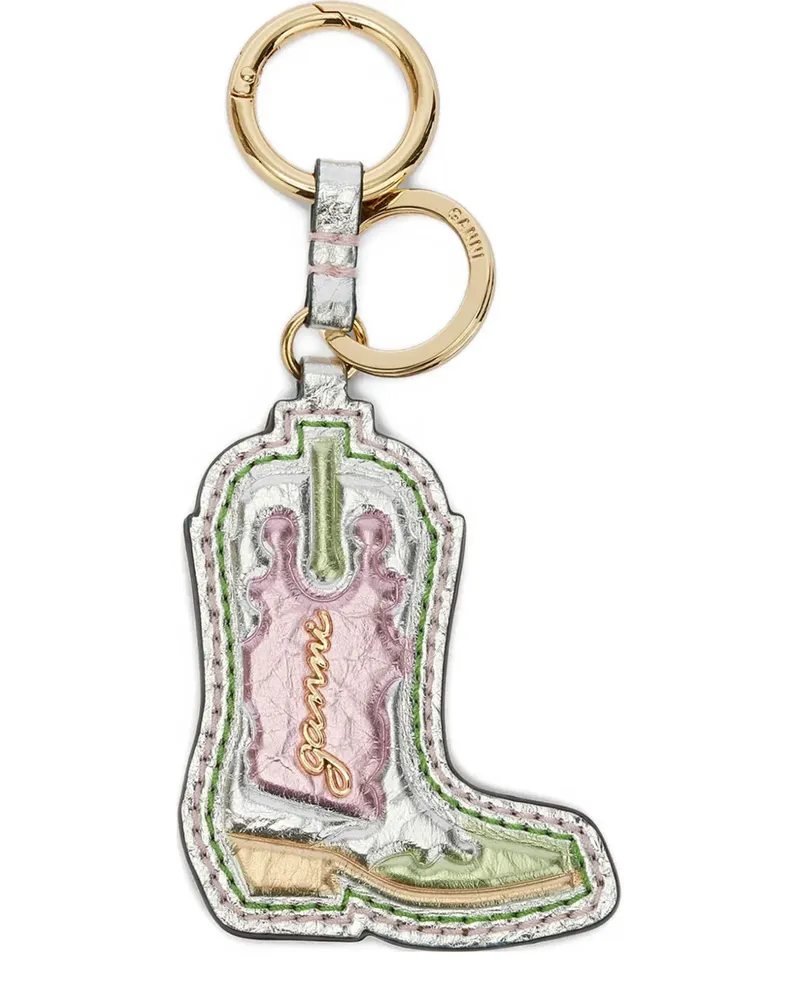 Ganni Schlüsselanhänger mit Stiefel - Silber Silber