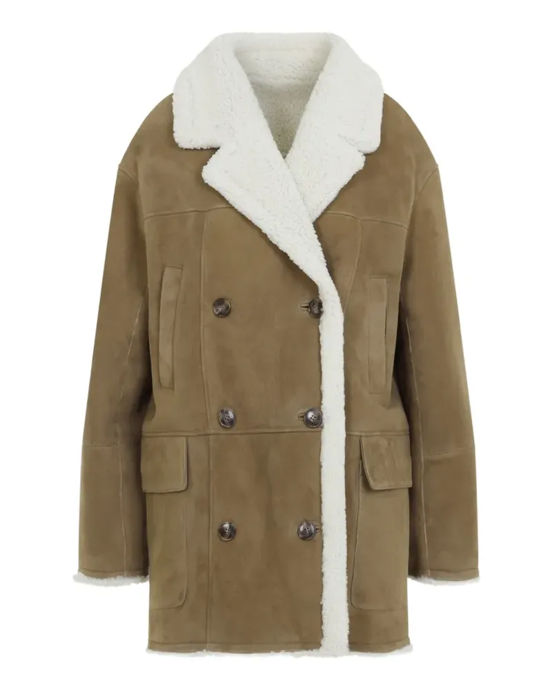 Yves Salomon double-breasted shearling coat - Braun Braun