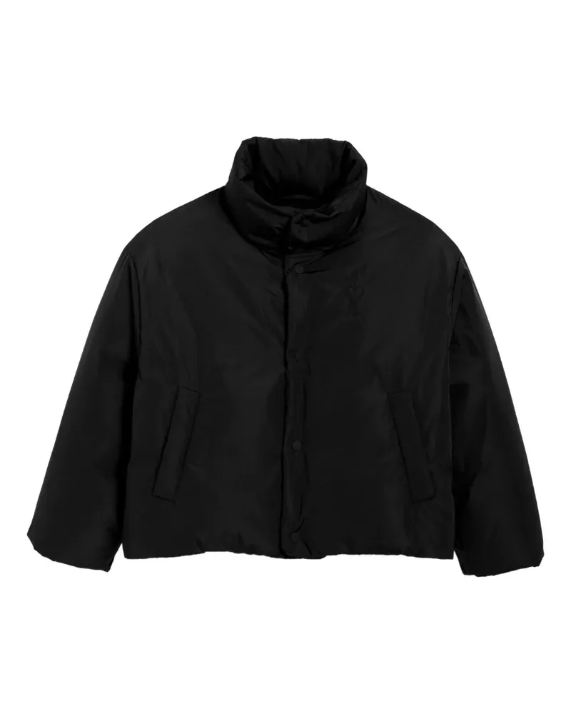 AMI Paris Wattierte Jacke mit Herzprägung - Schwarz Schwarz
