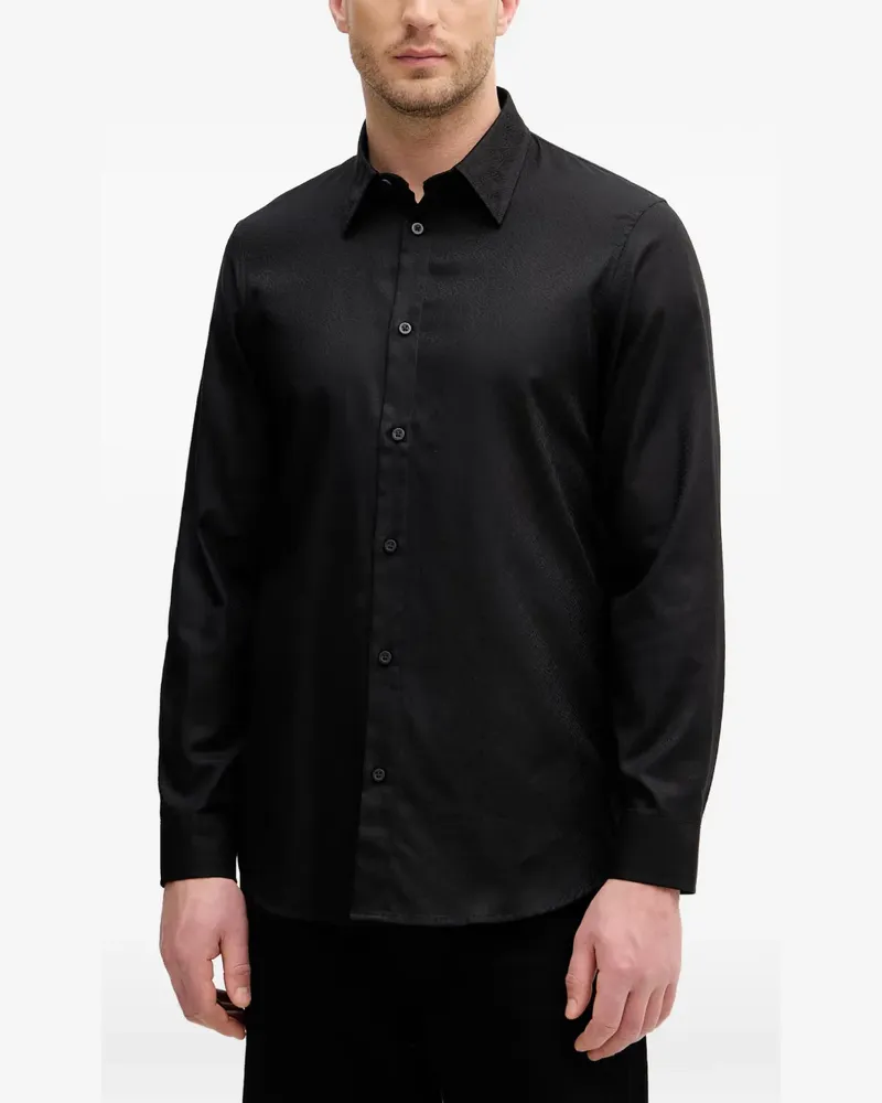 Armani Exchange logo-jacquard long-sleeve shirt - Schwarz Schwarz