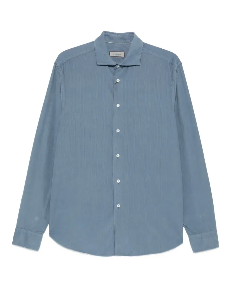 Canali corduroy-texture long-sleeve shirt - Blau Blau