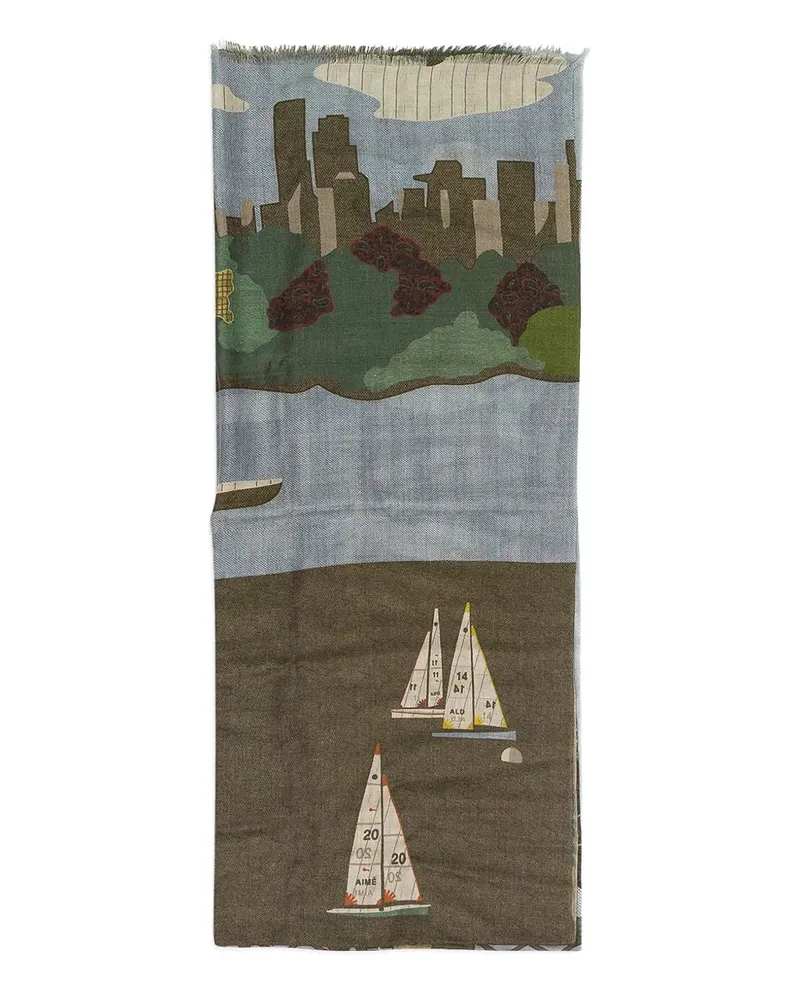 Aimé Leon Dore printed patchwork scarf - Grün Grün
