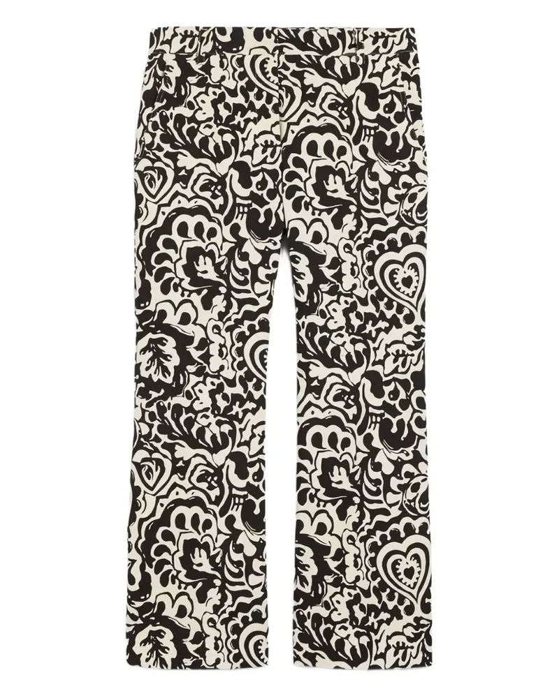 Max Mara Taillenhose mit Blumen-Print - Schwarz Schwarz