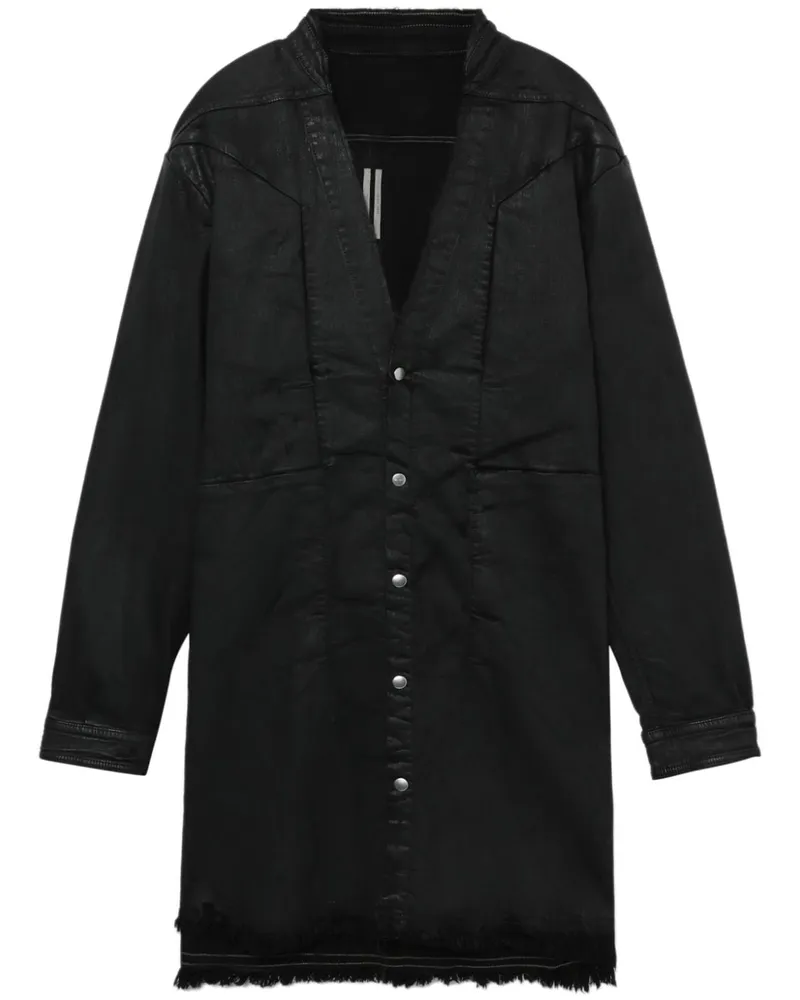 Rick Owens Beschichtetes Jumbo Hemd - Schwarz Schwarz