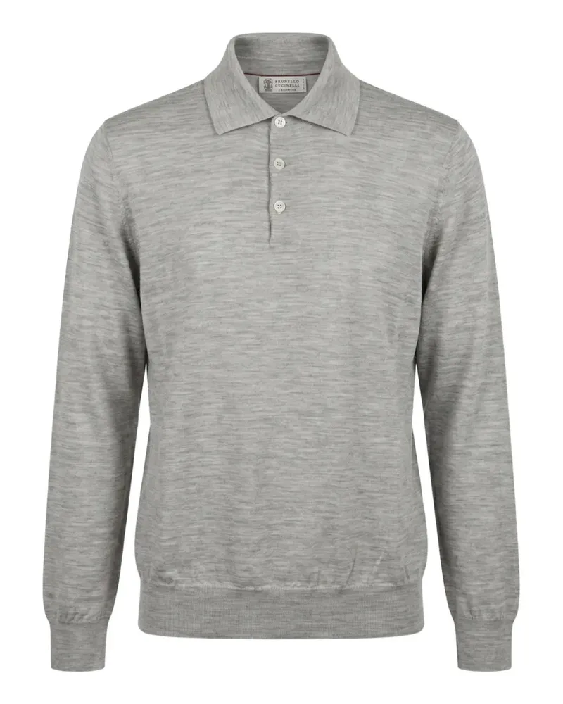 Brunello Cucinelli Pullover mit Poloshirtkragen und Knopfleiste - Grau Grau