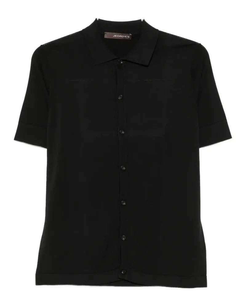 Jeordie's button-down short-sleeve cotton shirt - Schwarz Schwarz