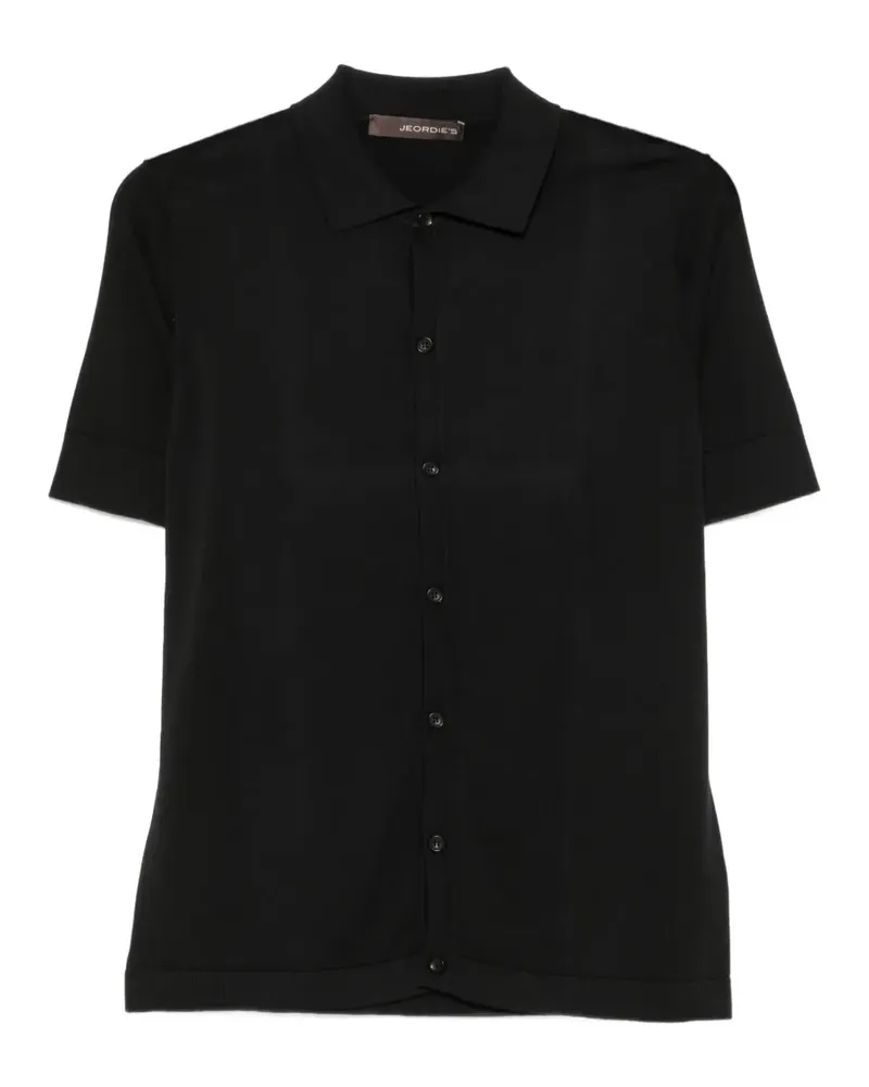 Jeordie's button-down short-sleeve cotton shirt - Schwarz Schwarz