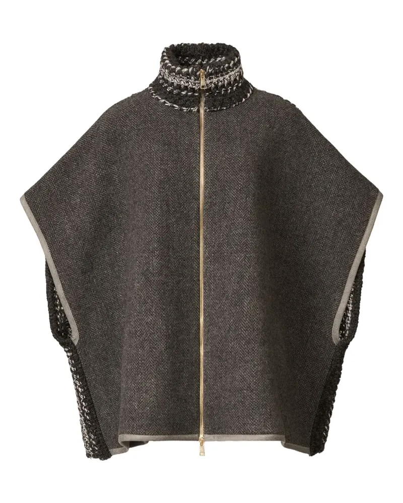 Fabiana Filippi herringbone zip-front cape - Grau Grau
