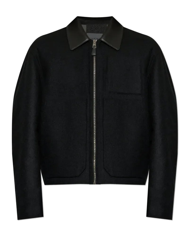 Givenchy leather-collar wool jacket - Schwarz Schwarz