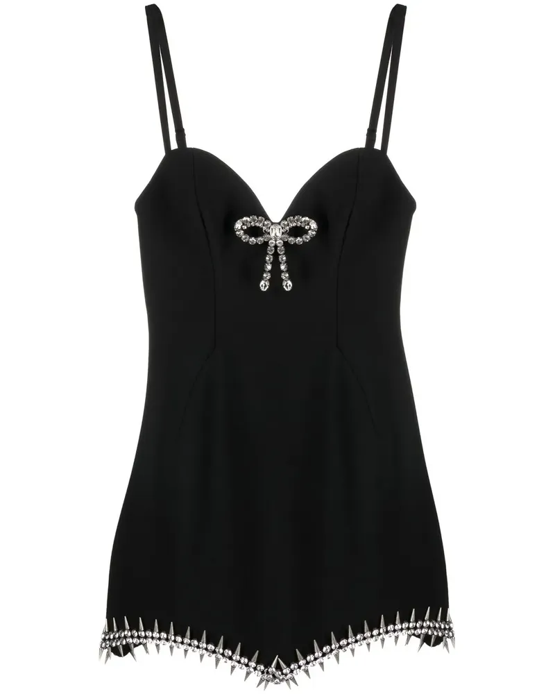 Area Minikleid mit Kristallen - Schwarz Schwarz