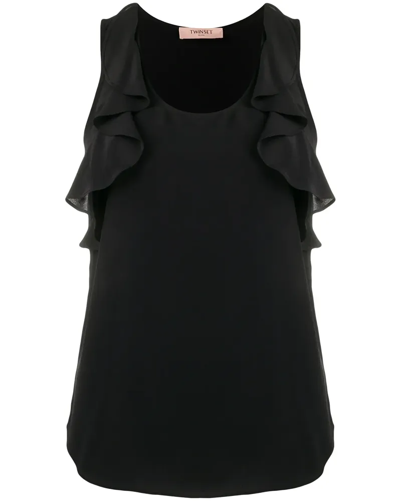 Twin-Set Top mit Rüschen - Schwarz Schwarz