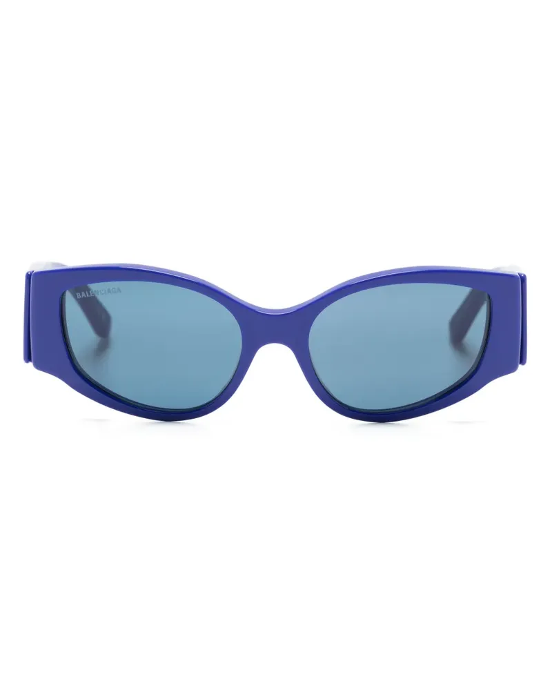 Balenciaga Runde Sonnenbrille mit Logo-Print - Blau Blau