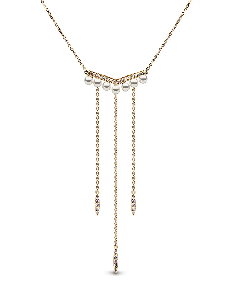 YOKO London 18kt Trend Gelbgoldhalskette mit Süßwasserperle und Diamanten Gold